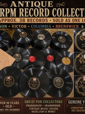 38 Antique 78 RPM Record Lot Edison Victor Columbia Brunswick Vintage